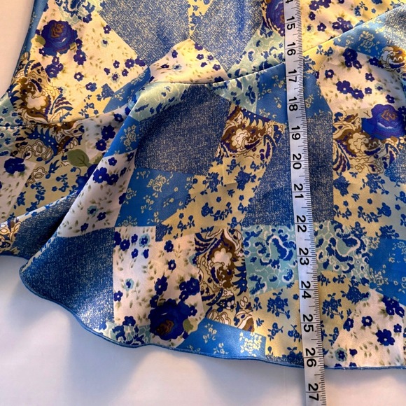 Floral Patchwork Satin Midi Skirt Size Large Flowy Boho Cottage Whimsical Fairy - Picture 8 of 8